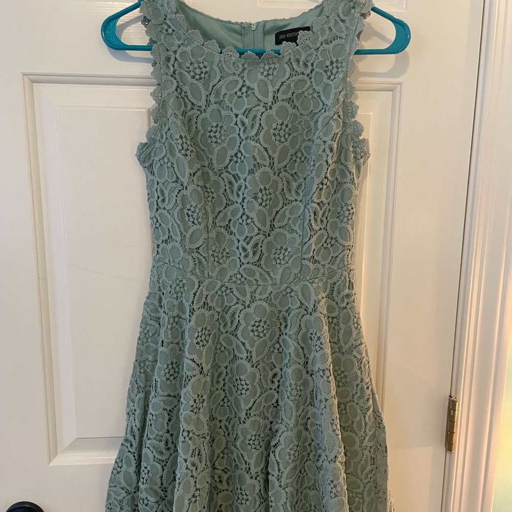 Aqua colored formal dress
